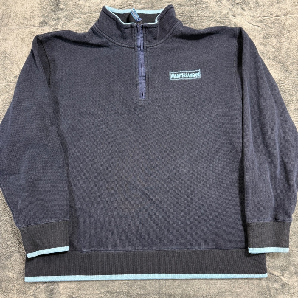 Mediterranean Quarter Zip Pullover Mens XL Navy Blue